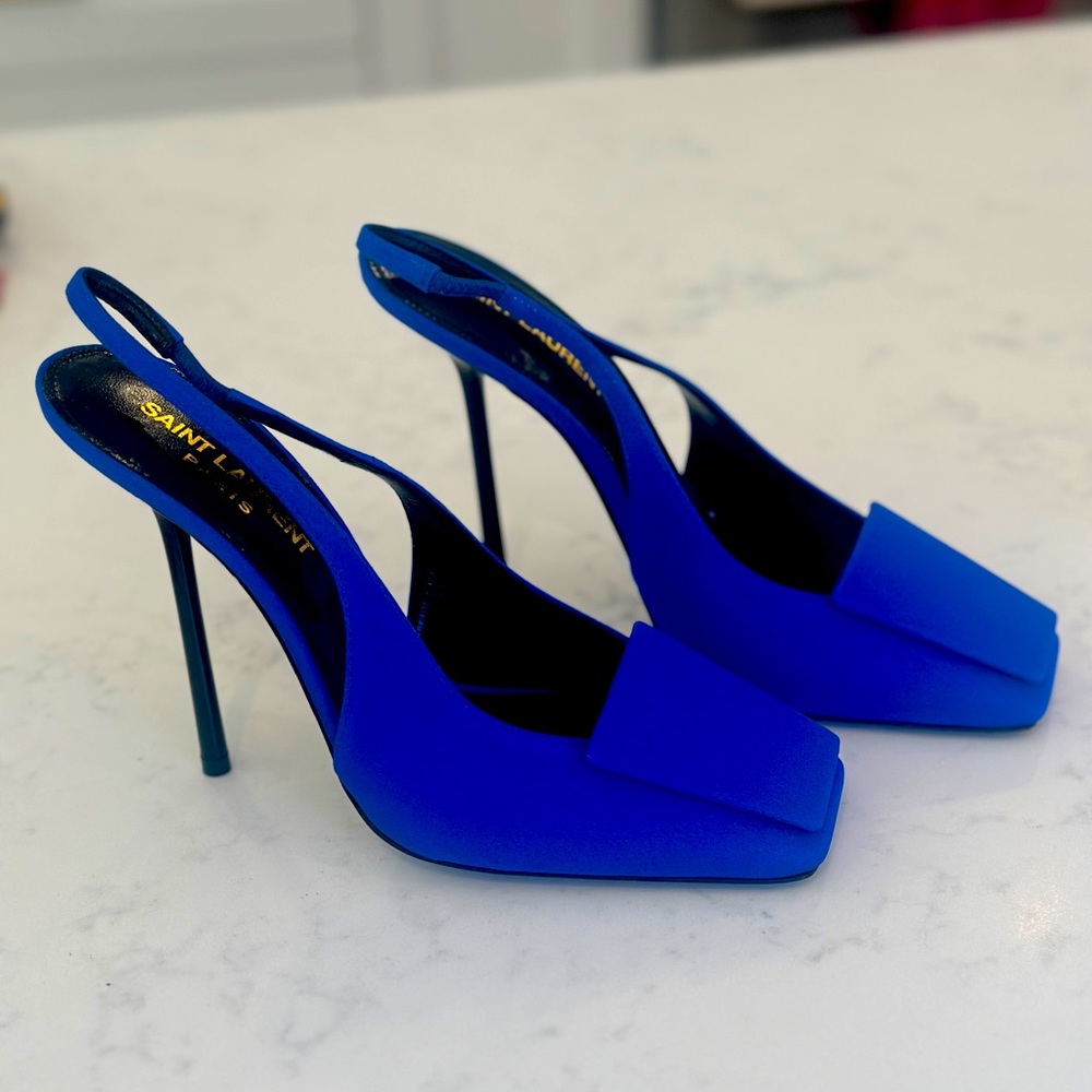 Saint. Laurent crepe de chine Picasso blu size 37